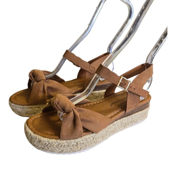 Pierre Dumas Tan Knot Magic-17 Espadrilles Wedge Sandals Sz 7 - Picture 1 of 9